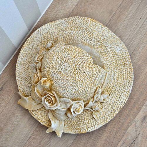 楽天市場】アンティーク帽子 アイボリー 麦わら帽子可愛い 置物 ドライ