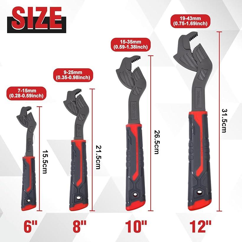 楽天市場】4本セット 自動調整パイプレンチ 自動調整スパナ 多機能