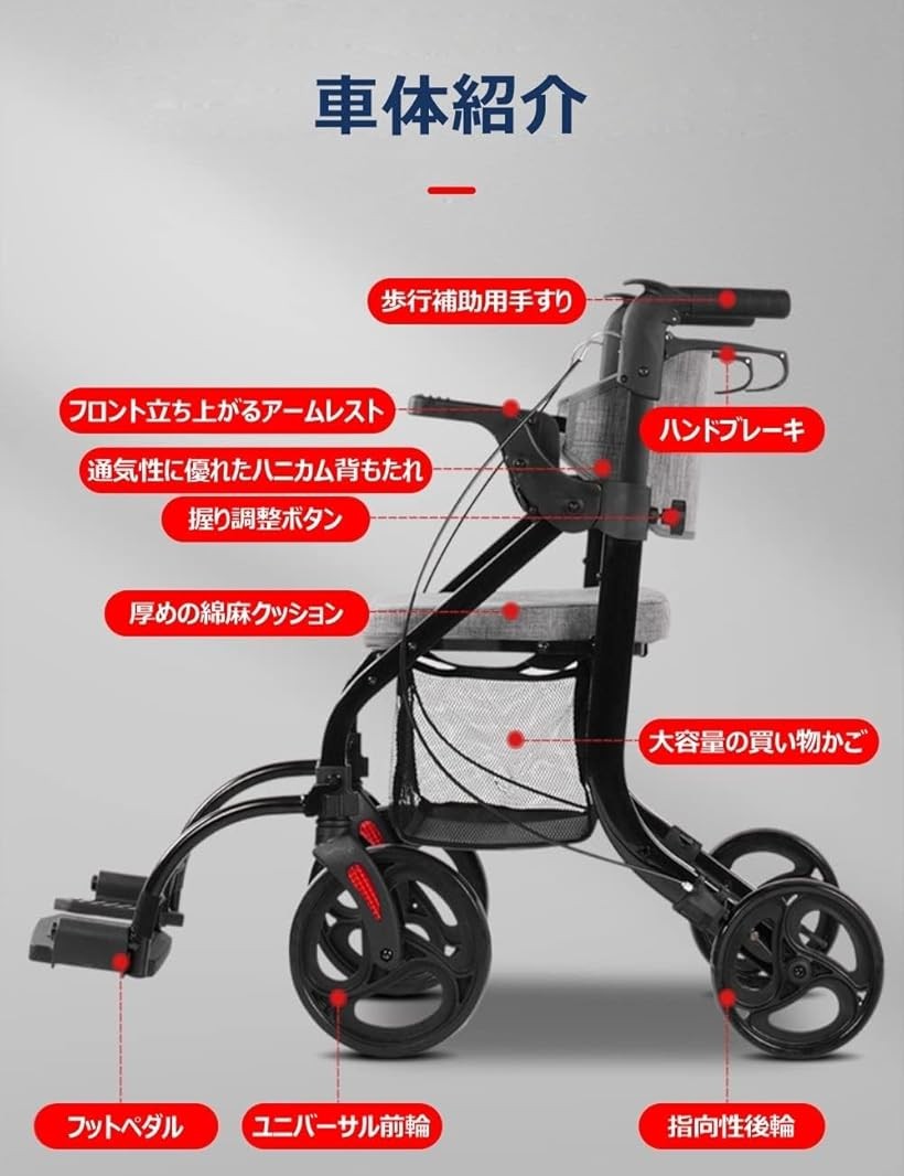 楽天市場】【楽天ランキング1位入賞】歩行器 四輪歩行車 シルバーカー