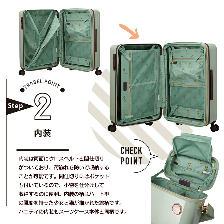 楽天市場】スーツケース Mサイズ 62L キャリーバッグ バニティーケース