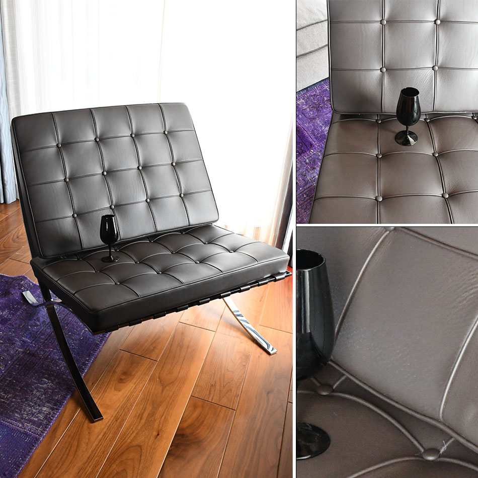 楽天市場】国内在庫 バルセロナチェア 1人掛ソファこげ茶5279カラー