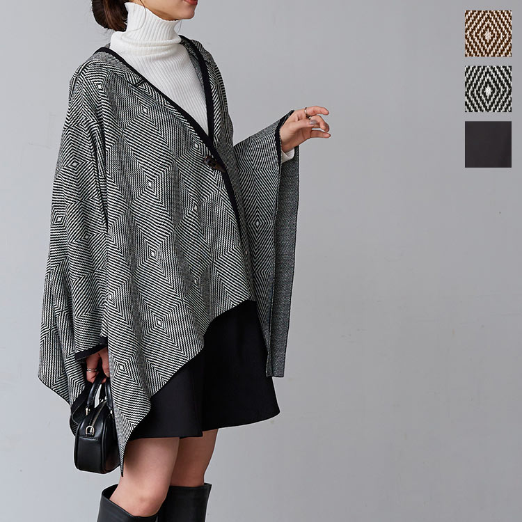 楽天市場】フーディ ニット ポンチョ コーディガン [C6305] レディース