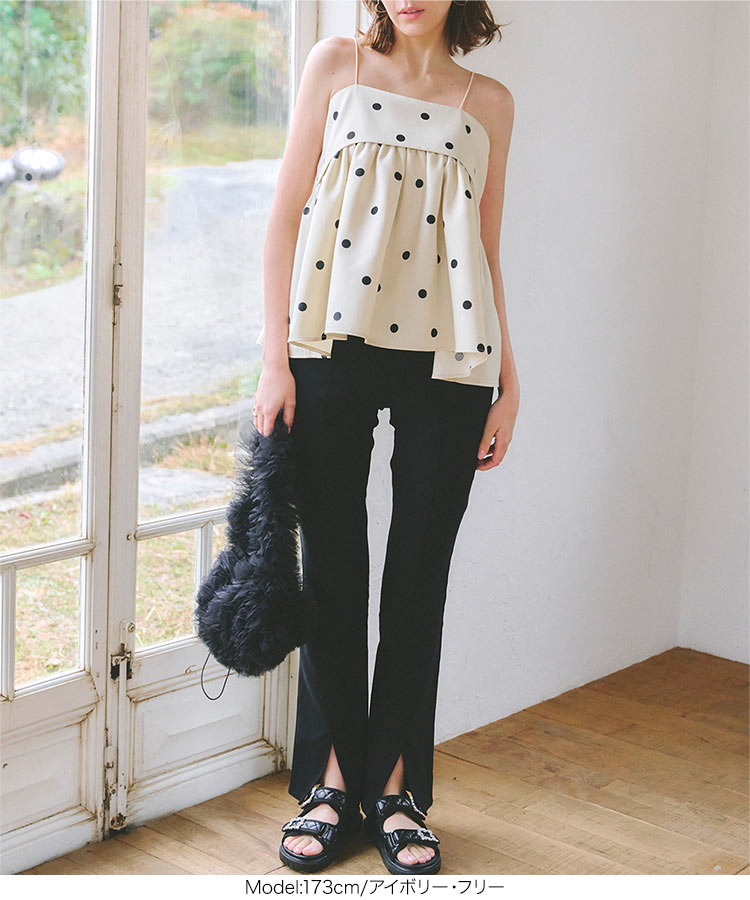 楽天市場】 ドット柄 ペプラム キャミソール レディース トップス