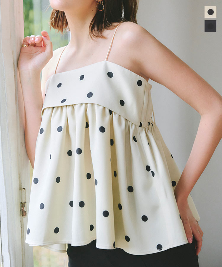 楽天市場】 ドット柄 ペプラム キャミソール レディース トップス