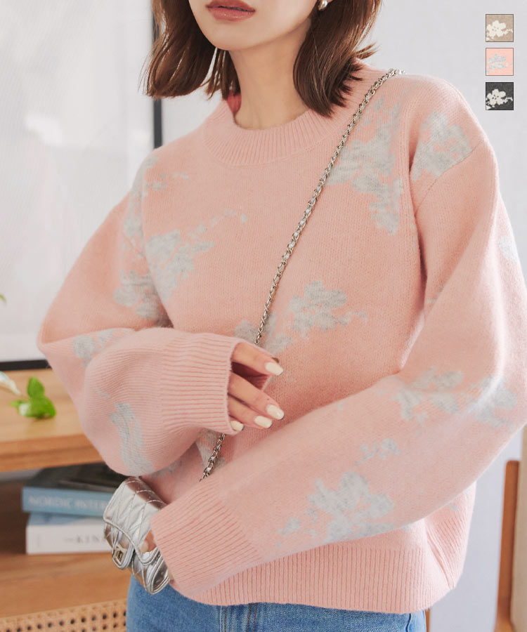 楽天市場】花柄もっちもちニットトップス レディース 20代 30代 40代