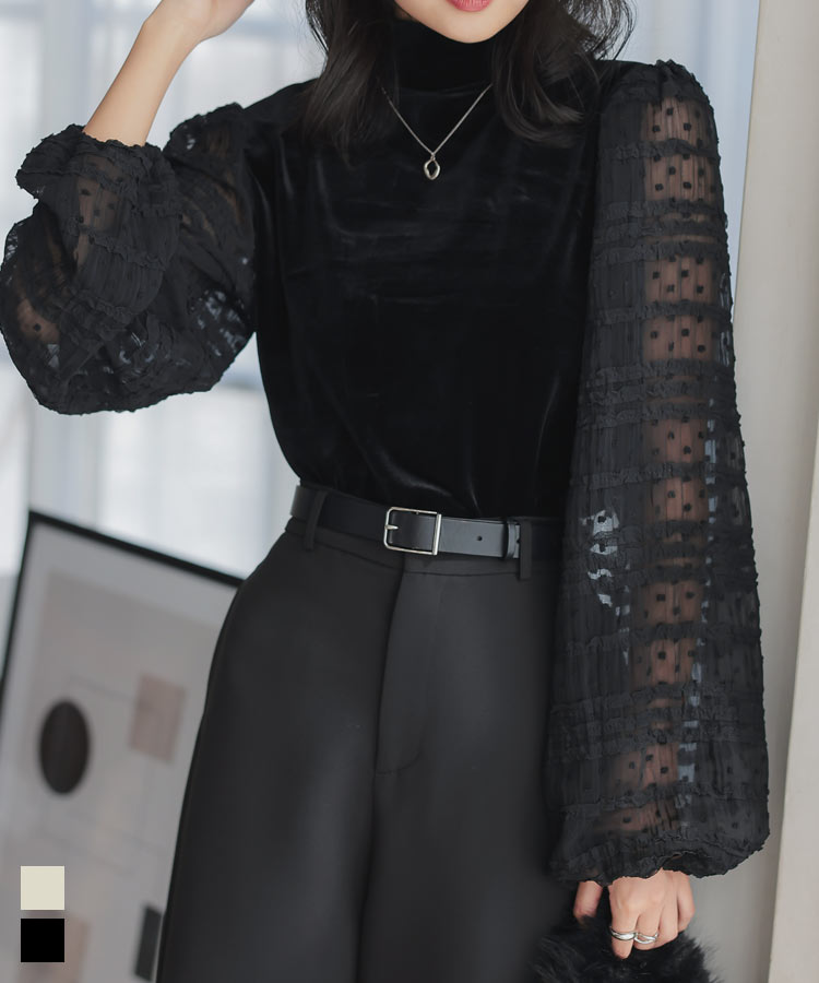 楽天市場】≪ 特別セール ≫ シアースリーブモックネックベロア