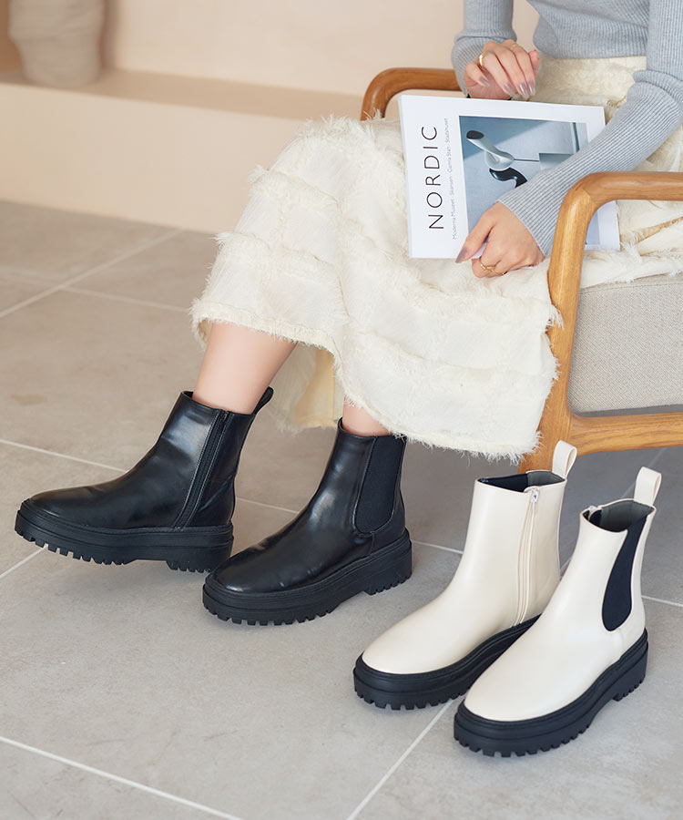 楽天市場】サイドゴア 厚底 ショートブーツ レディース ブーツ