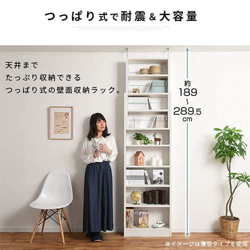 楽天市場】天井 つっぱり 本棚 薄型/深型 耐震 ラック 可動棚 木製