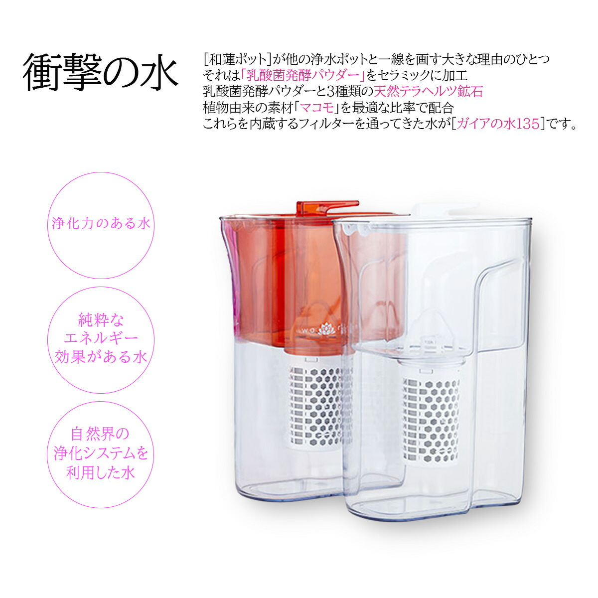 楽天市場】ガイアの水135 和蓮ポット 正規代理店 waren ポット型浄水器