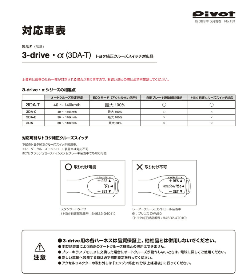楽天市場】PIVOT ピボット 3DRIVE α 3DA-T トヨタ TOYOTA ハイエース