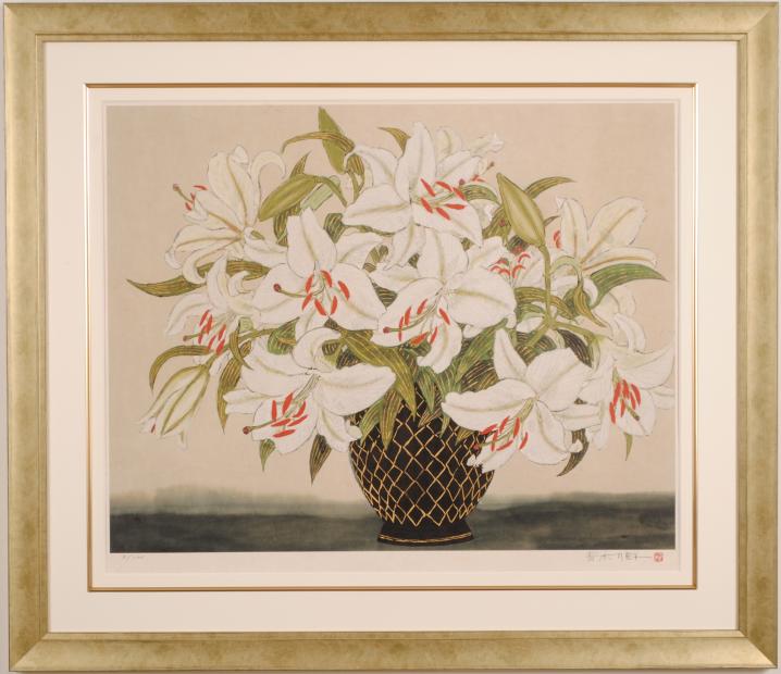 油絵 菅家令子 絵 絵画 インテリア 額付(白) uF6-111002 花 油絵 菅家