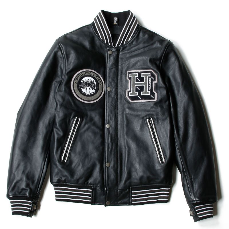 楽天市場】ヘルストン レザージャケット カレッジ レザー ジャケット