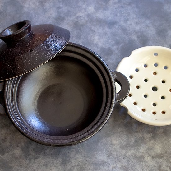 楽天市場】【公式】 IH対応ヘルシー蒸し鍋 黒釉 大 2700ml 長谷園 土鍋