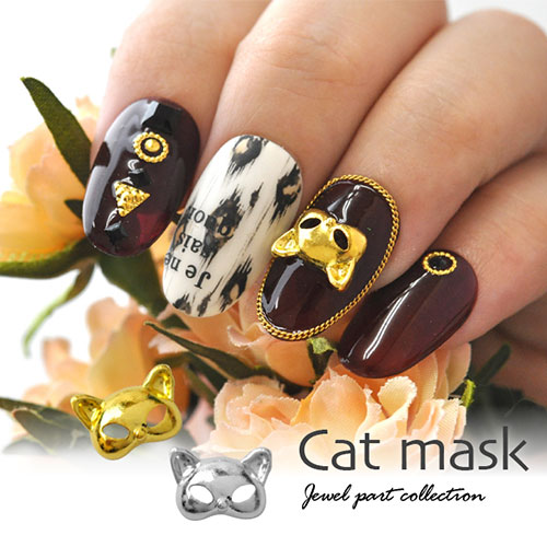 楽天市場】ハロウィン ネイルパーツ メタルパーツ ねこ 猫 ネコ 仮面