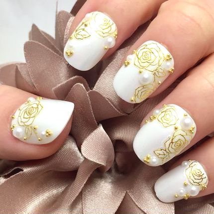 楽天市場】☆ゴールドローズネイル☆クラシック ホワイトパール