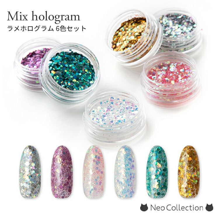 楽天市場】定番ラメホログラム 6色セット ケース入り ミックス