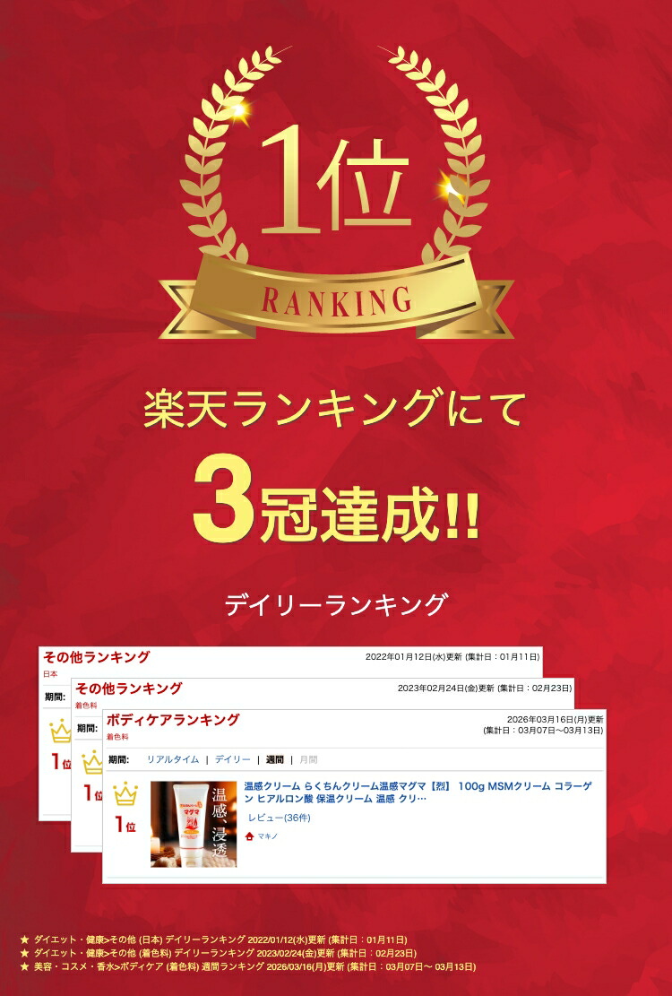 楽天市場】温感クリーム らくちんクリーム温感マグマ【烈】 100g MSM