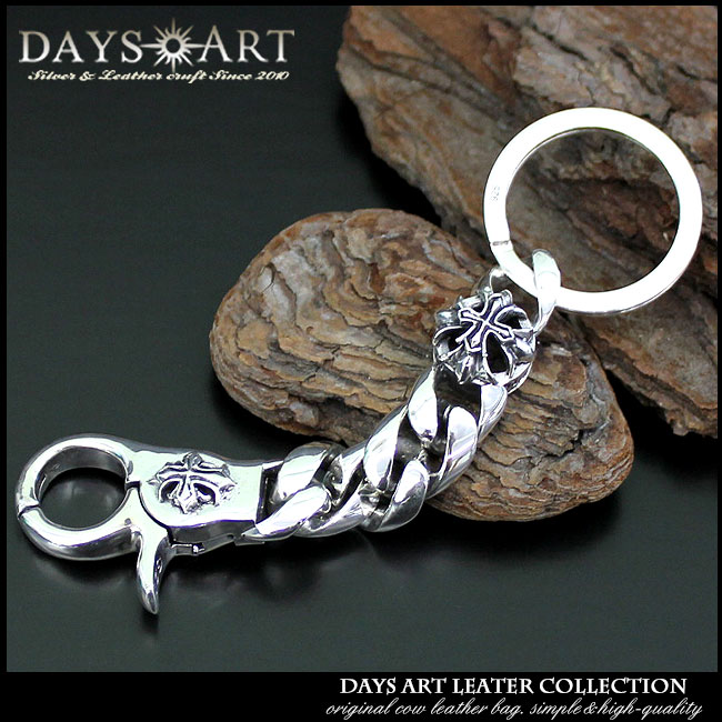 楽天市場】シルバー925 シルバーキーチェーン クロス浮き彫りナスカン