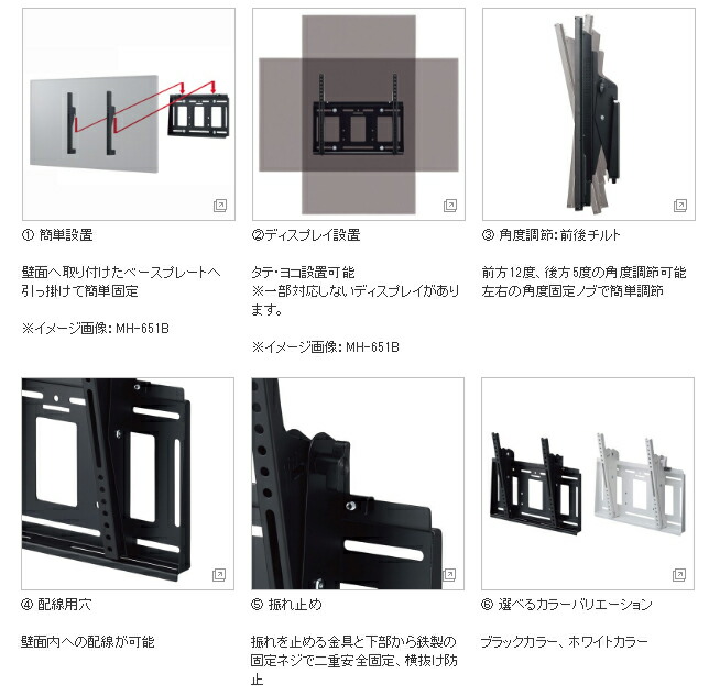 楽天市場】ハヤミ工産 壁掛金具MH-653B 角度調整タイプ（前後チルト可