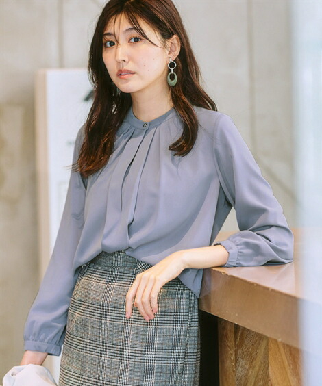 楽天市場】ブラウス レディース ストレッチ パウダーサテンフロント