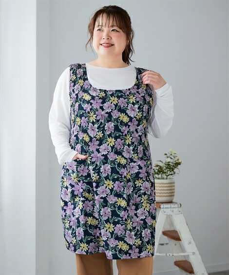 楽天市場】花柄（カラーネイビー）（エプロン｜エプロン・三角巾
