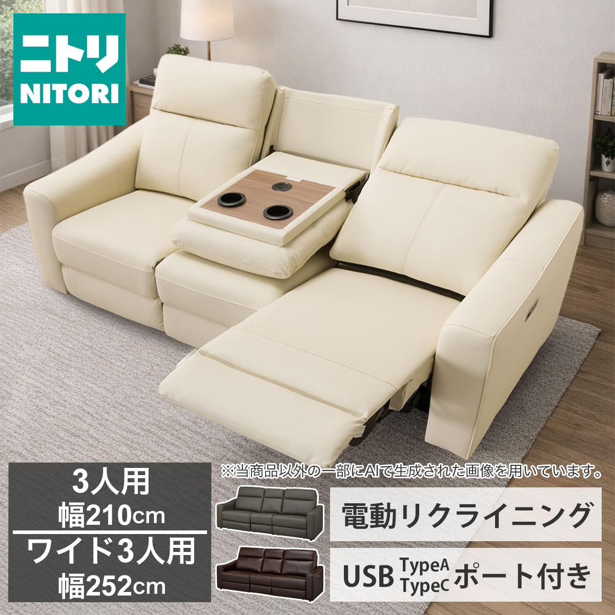 楽天市場】電動リクライニングソファ(UM04 テーブル付きアームレス