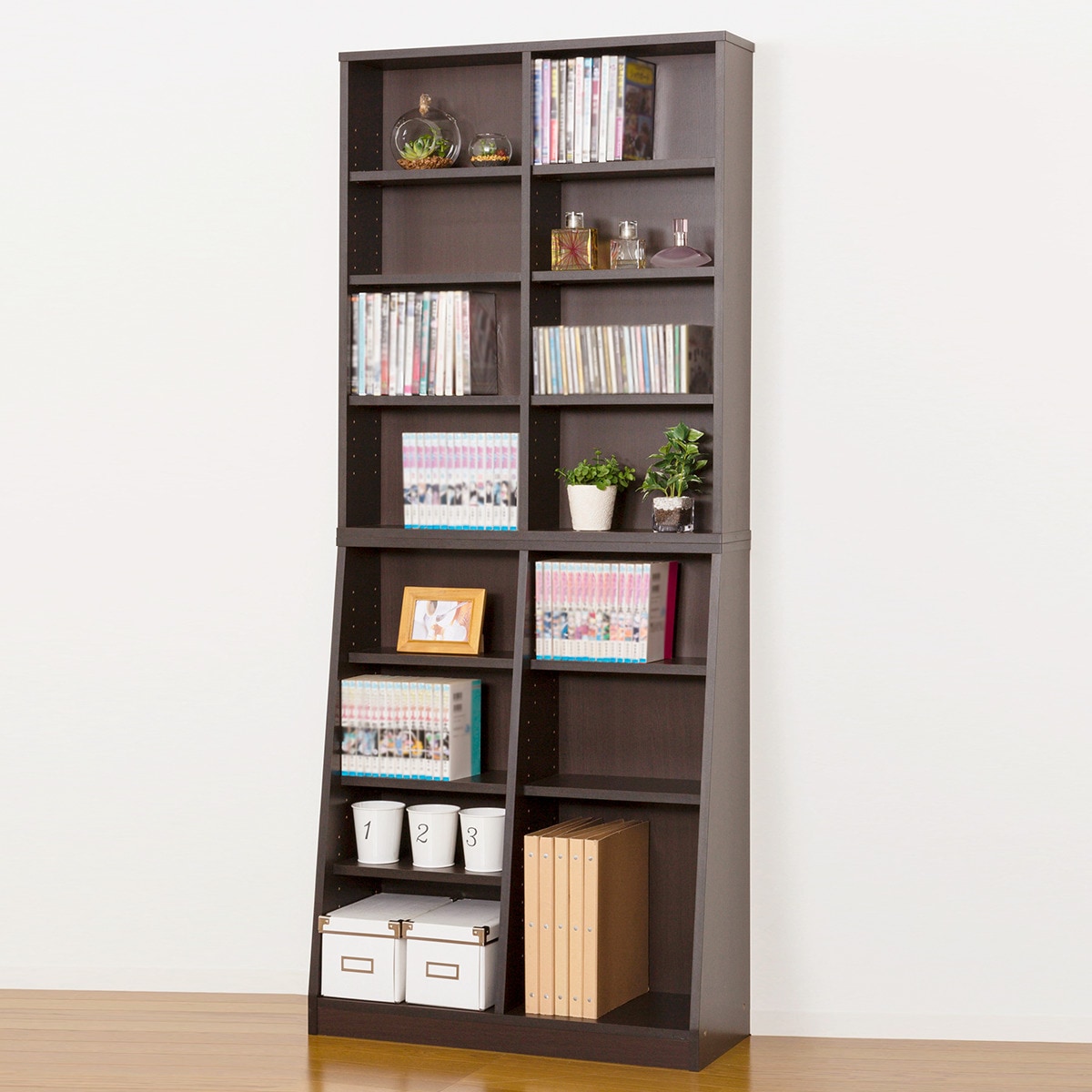 楽天市場】サイズ毎に収納できるオープン書棚 （W75 DBR） ニトリ