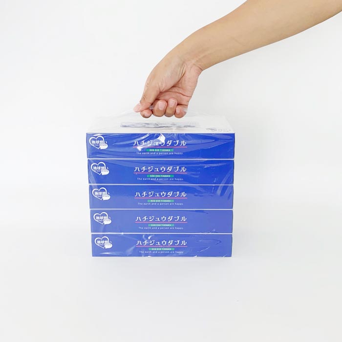 楽天市場】ハチジュウダブル BOXティッシュ80W 5P×72袋セット（360個