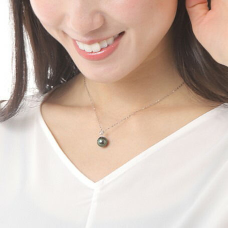 楽天市場】ネックレス 南洋真珠 黒蝶真珠 ブラックパール 10mm 黒真珠