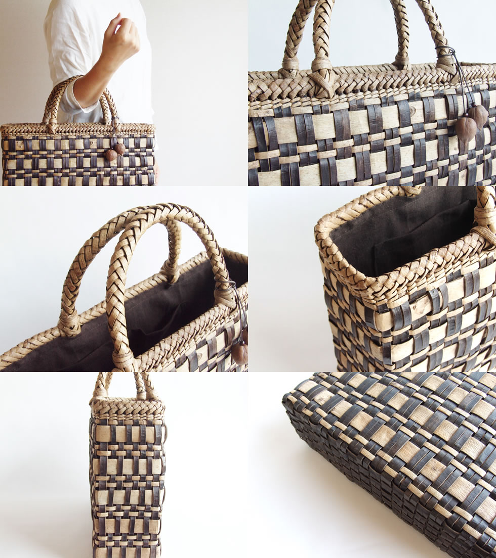 楽天市場】純国産 伊藤加代子作 沢くるみかごバッグ 市松編み 樹皮表裏