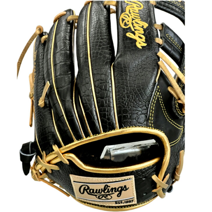 三*ン様 黒 レザー 野球グローブ クロコダイル風 三*ン様 黒 レザー