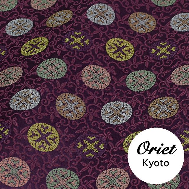 楽天市場】金襴 正絹 浮唐草に浮線菊 紫 16付（無金）【金襴 生地 布