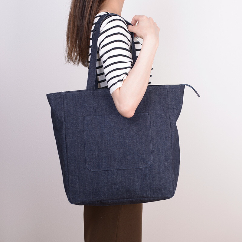 楽天市場】岡山デニムトートバッグ 日本製 A4 肩掛け ファスナー付