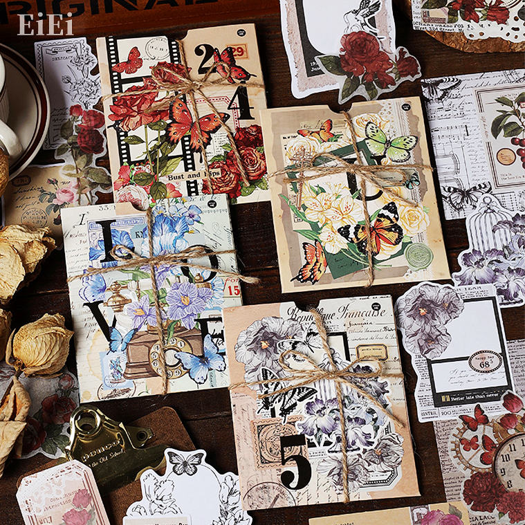 楽天市場】即日出荷 海外コラージュ素材セット 80枚 同色系 異素材