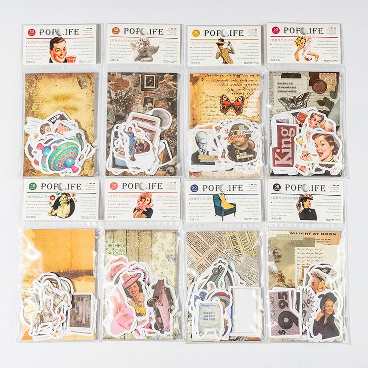 楽天市場】即日出荷 フレークシール＋デザインペーパー レトロ柄