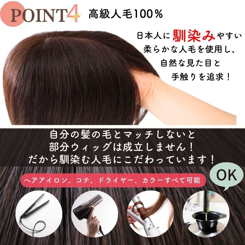 楽天市場】ヘアピース 人毛100% 頭頂部 部分ウィッグ 人毛 ウィッグ