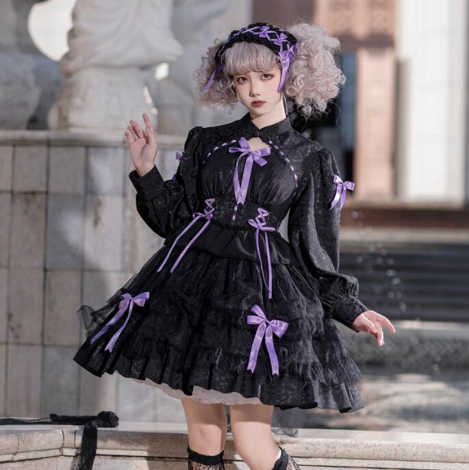 楽天市場】ゴスロリ 暗黒風 ロリータワンピース 膝上丈 ゴシック