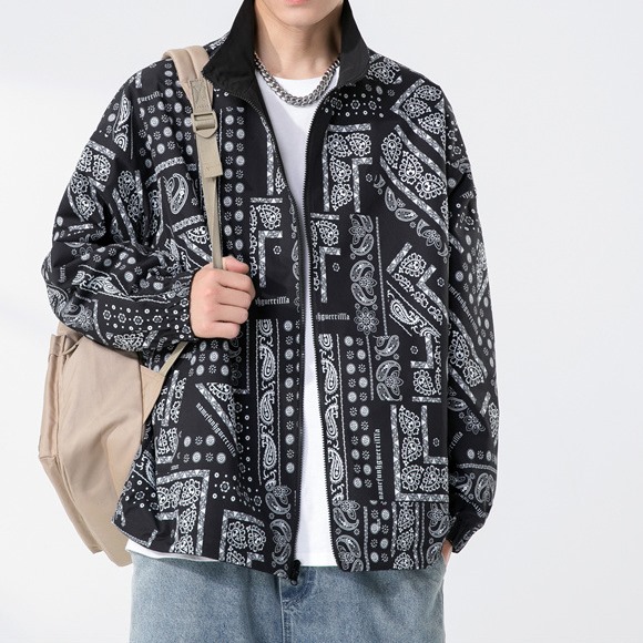 楽天市場】バンダナ柄 ナイロンジャケット ペイズリー柄 ウインド