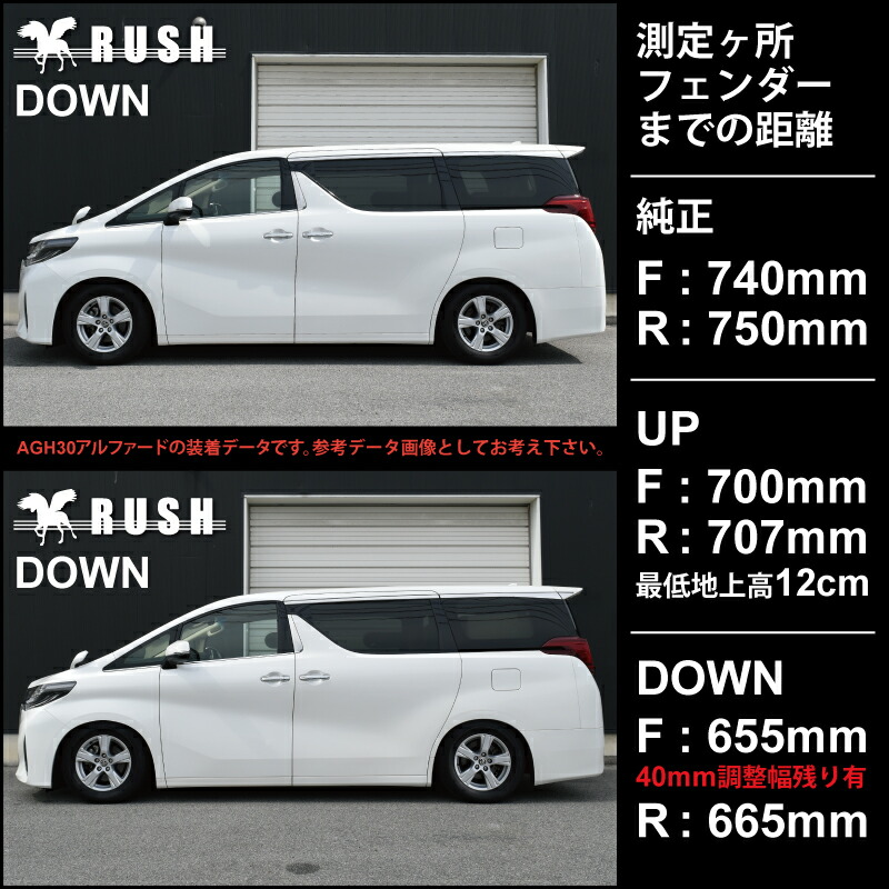 楽天市場】RUSH 車高調 ヴェルファイア AGH30W GGH30W 車高短 モデル