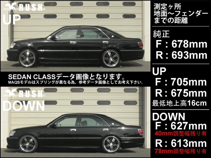 楽天市場】RUSH 車高調 クラウン JZS171 JZS175 GS171 前期 後期 車高