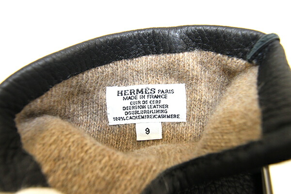 楽天市場】エルメス メンズグローブ ブラック ディアスキン カシミア