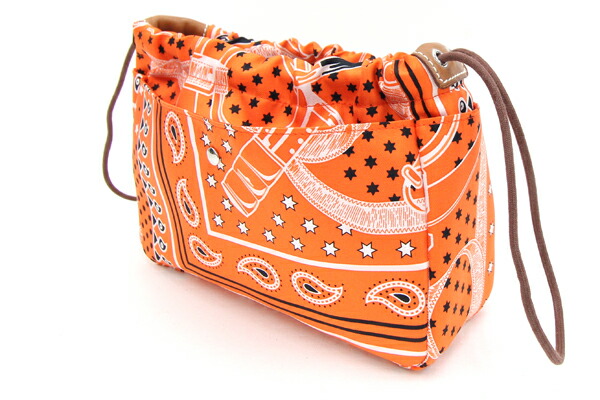 楽天市場】エルメス ポーチ フールビ20 オレンジ シルク100％ 中古