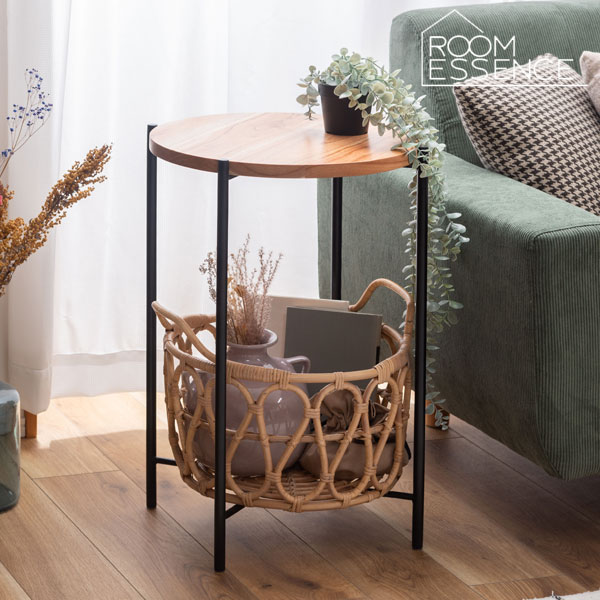 楽天市場】テーブル バスケット付き 高さ60cm 収納 机 サイドテーブル