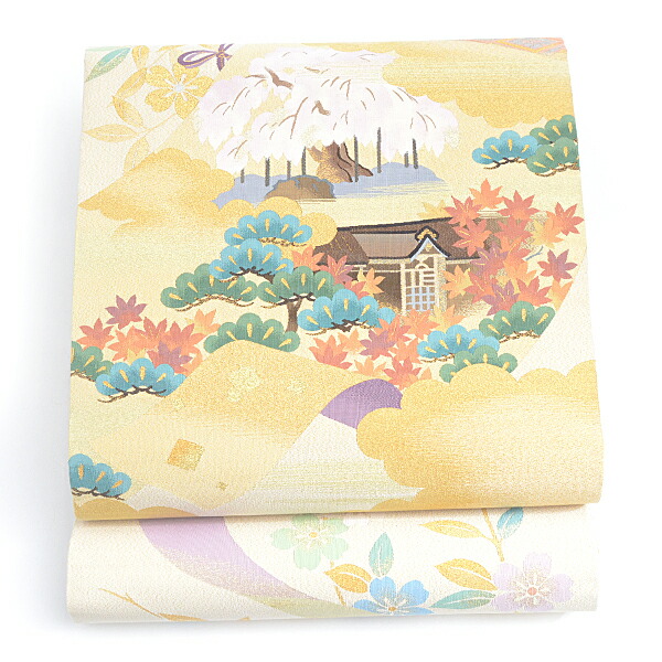 楽天市場】川島織物 帯 レディース 正絹 綴織 袋帯 都名所 雲に楓 桜