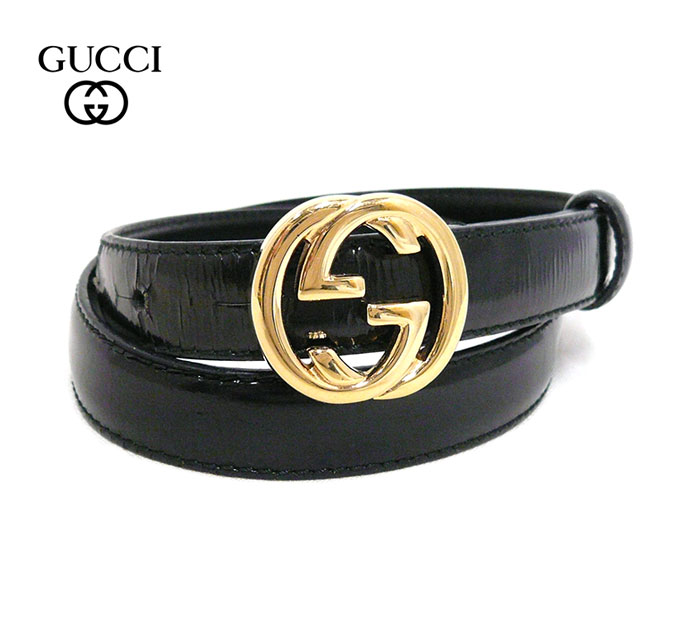 楽天市場】【GUCCI】グッチ GGバックル レザー 細ベルト 65/26