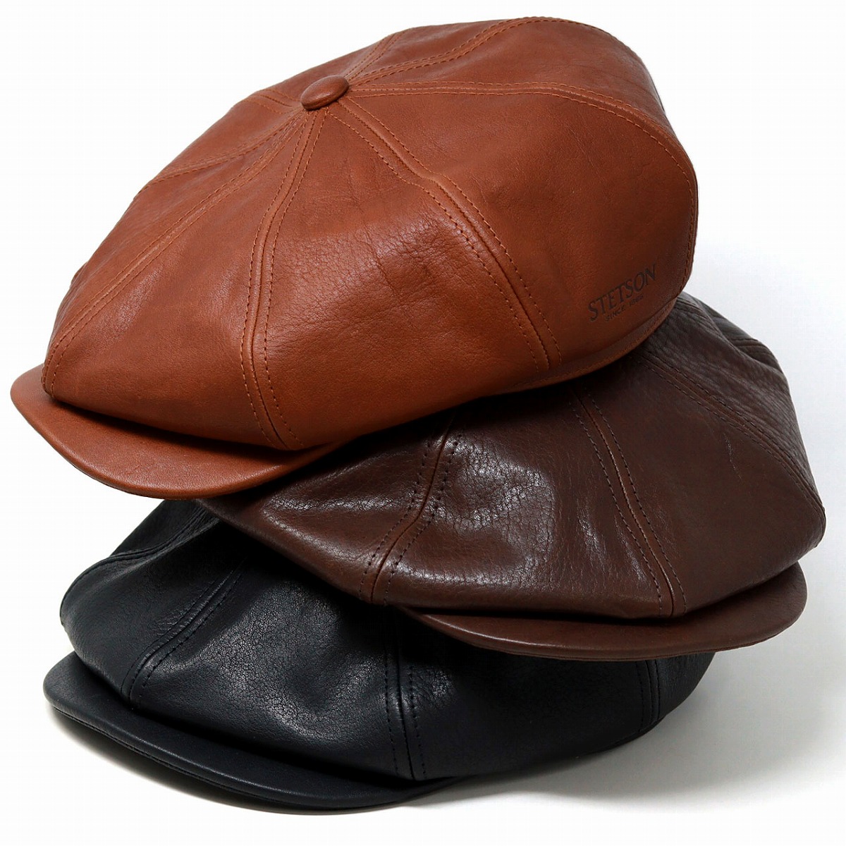 楽天市場】STETSON レザー キャスケット ブラウン 茶 紳士帽 高級