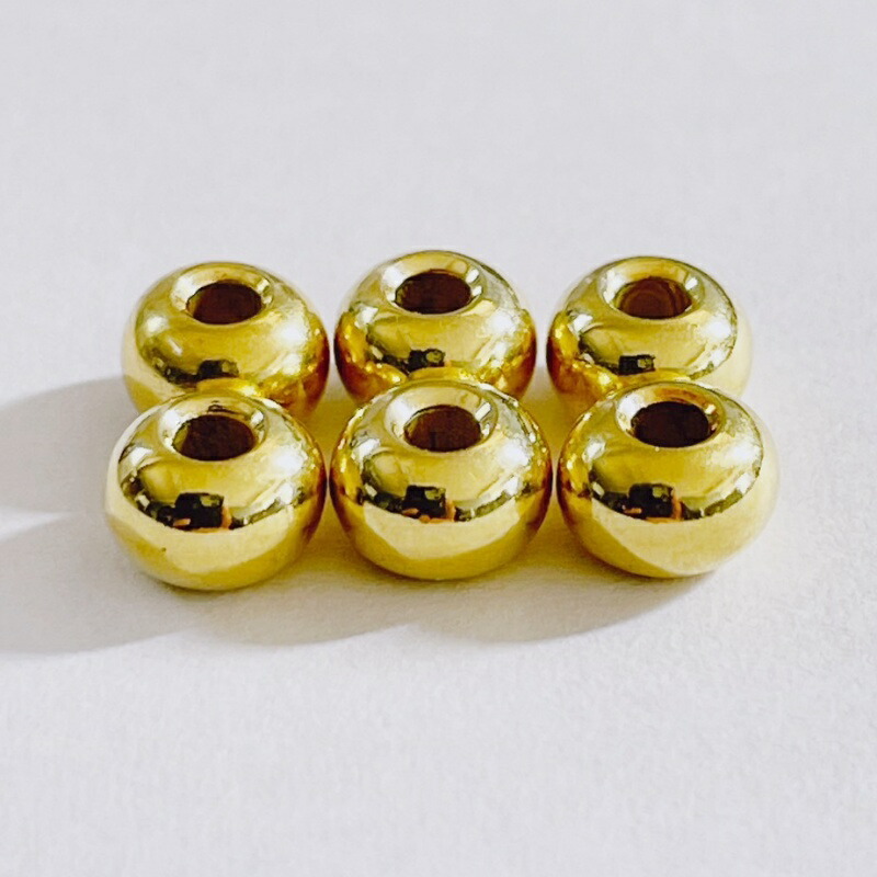 楽天市場】K18全金ビーズL(横5.5ミリ×高さ3.8ミリ渦無し)1粒売り