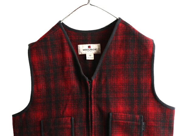 楽天市場】ウールリッチ フルジップ チェック ウール ベスト メンズ M