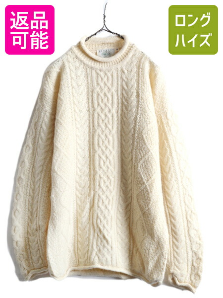 楽天市場】アイルランド製 フィッシャーマン ロールネック ウール