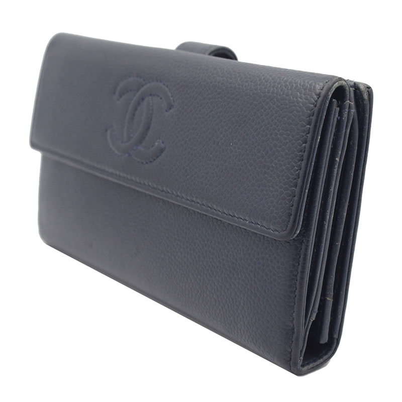 楽天市場】【本物保証】【CHANEL シャネル】Wフラップ 長財布 ネイビー
